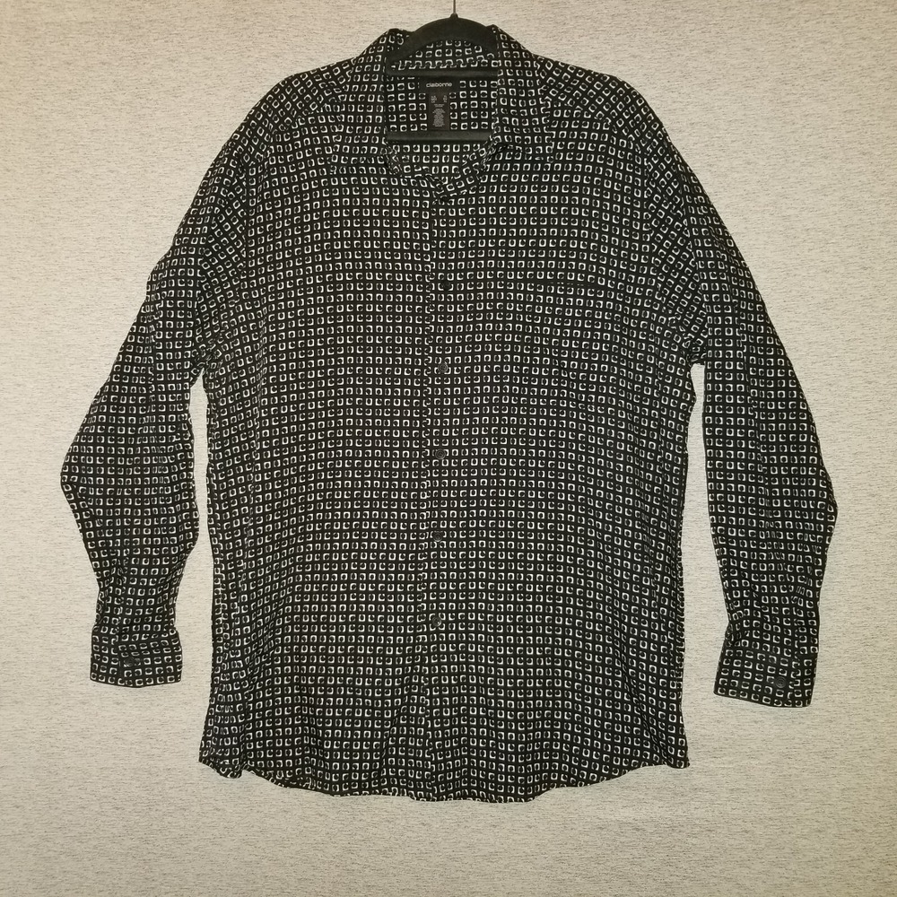 Claiborne Men's Black XL Long Sleeve Button Up Dress Shirt Geometric Print